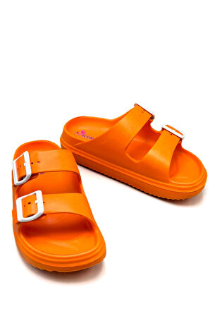 Sermoda Çift Toka Hafif Eva Yazlık Plaj Terliği Havuz Terliği Lavabo Terliği Turuncu