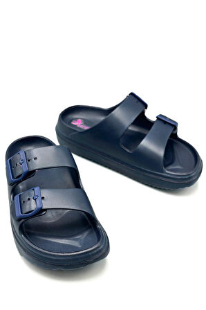 Sermoda Çift Toka Hafif Eva Yazlık Plaj Terliği Havuz Terliği Lavabo Terliği Lacivert