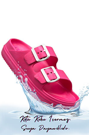 Sermoda Çift Toka Hafif Eva Yazlık Plaj Terliği Havuz Terliği Lavabo Terliği Fujya