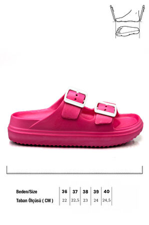 Sermoda Çift Toka Hafif Eva Yazlık Plaj Terliği Havuz Terliği Lavabo Terliği Fujya