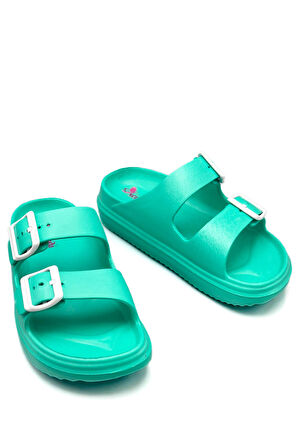 Sermoda Çift Toka Hafif Eva Yazlık Plaj Terliği Havuz Terliği Lavabo Terliği Su Yeşili