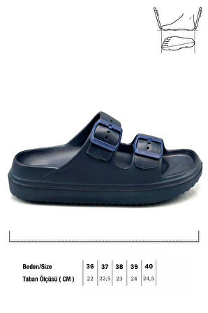 Sermoda Çift Toka Hafif Eva Yazlık Plaj Terliği Havuz Terliği Lavabo Terliği Lacivert