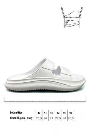 Sermoda Çift Bant Hafif Eva Yazlık Plaj Terliği Havuz Terliği Lavabo Terliği 2001 Beyaz