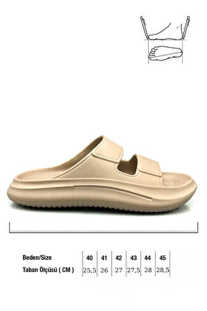 Sermoda Çift Bant Hafif Eva Yazlık Plaj Terliği Havuz Terliği Lavabo Terliği 2001 Vizon