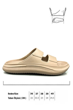 Sermoda Çift Bant Hafif Eva Yazlık Plaj Terliği Havuz Terliği Lavabo Terliği 2001 Vizon