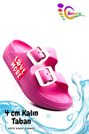 Sermoda Çift Toka Hafif Eva Yazlık Plaj Çocuk Terliği Havuz Terliği Lavabo Terliği LM Fuşya