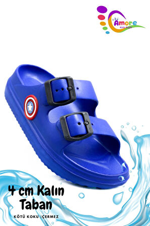 Sermoda Çift Toka Hafif Eva Yazlık Plaj Çocuk Terliği Havuz Terliği Lavabo Terliği K Saks Mavi