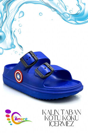 Sermoda Çift Toka Hafif Eva Yazlık Plaj Çocuk Terliği Havuz Terliği Lavabo Terliği K Saks Mavi