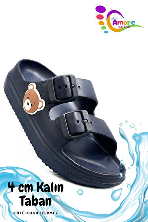 Sermoda Çift Toka Hafif Eva Yazlık Plaj Çocuk Terliği Havuz Terliği Lavabo Terliği A Lacivert