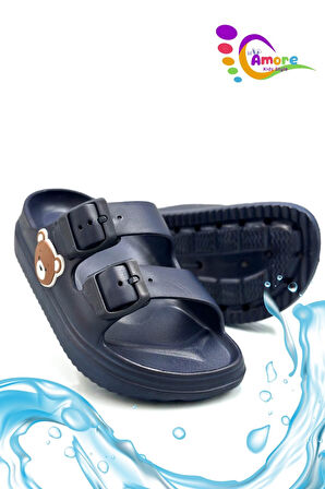 Sermoda Çift Toka Hafif Eva Yazlık Plaj Çocuk Terliği Havuz Terliği Lavabo Terliği A Lacivert