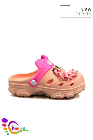 Sermoda Gözlük Desen Zincirli Eva Kız Çocuk Plaj Havuz Terlik Sabo Terlik Yavru Ağzı