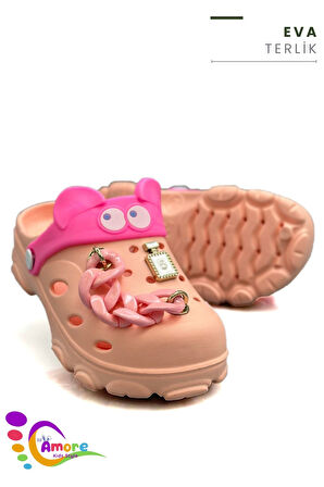 Sermoda Gözlük Desen Zincirli Eva Kız Çocuk Plaj Havuz Terlik Sabo Terlik Yavru Ağzı
