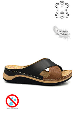 Çapraz Bant Yumuşak ve Hafif Kalın Tabanlı Kadın Terlik Spor Terlik Snake Taba
