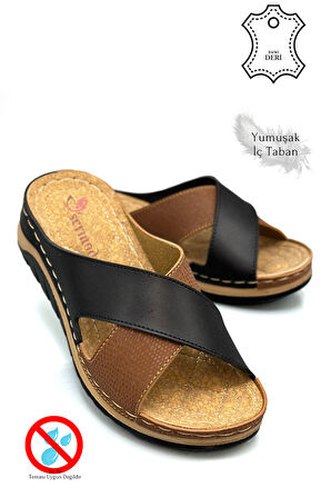 Çapraz Bant Yumuşak ve Hafif Kalın Tabanlı Kadın Terlik Spor Terlik Snake Taba