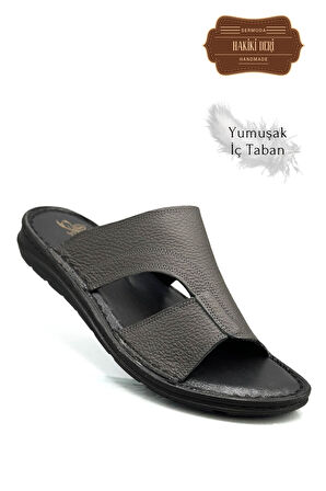 Hakiki Gerçek Deri Erkek Terlik Hafif Terlik Deri A Şır Füme