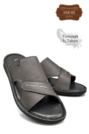 Hakiki Gerçek Deri Erkek Terlik Hafif Terlik Deri Şırıngıl Füme