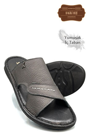 Hakiki Gerçek Deri Erkek Terlik Hafif Terlik Deri Şırıngıl Füme