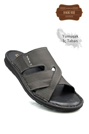 Hakiki Gerçek Deri Erkek Terlik Hafif Terlik Deri G Şır Füme