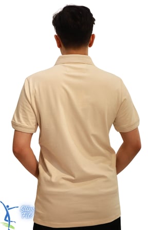 Erkek Slim Fit Dar Kesim Pamuklu Yumuşak Doku Nefes Alan Kumaş Kıvrılmaz Yaka Haki Polo Yaka Tişört Bej