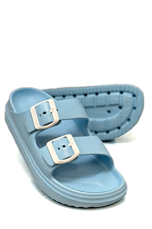 Sermoda Çift Toka Hafif Eva Yazlık Plaj Terliği Havuz Terliği Lavabo Terliği Bebe Mavi