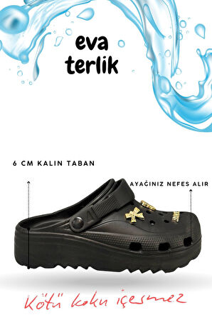 Sermoda Rahat Tabanlı Yüksek Ölçekli Hastane Aşçı Hemşire Doktor Terliği Eva Sabo Kadın Terlik Siyah