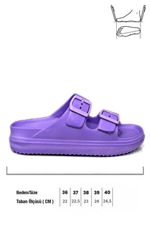 Sermoda Çift Toka Hafif Eva Yazlık Plaj Terliği Havuz Terliği Lavabo Terliği Mor