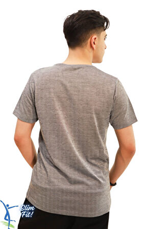 Sermoda Hava Alan İnce Pamuklu Kumaş Bisiklet Yaka Erkek T-Shirt Füme