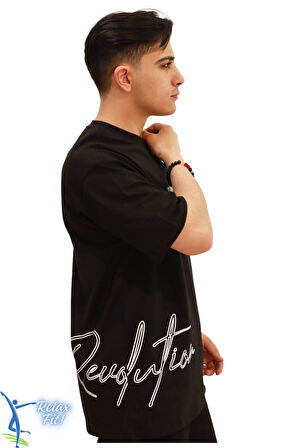 Sermoda Create Your Own Reality Baskılı Bol Kesim T-Shirt Siyah