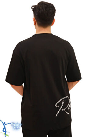 Sermoda Create Your Own Reality Baskılı Bol Kesim T-Shirt Siyah