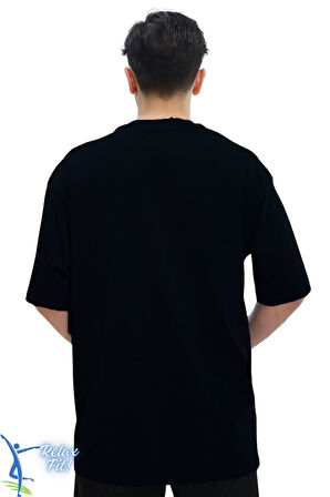 Sermoda Bol ve Rahat Kesim Cep Detaylı Bisiklet Yaka T-Shirt Siyah