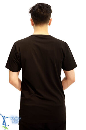 Sermoda Rahat Kesim Bisiklet Yaka Pamuklu Penye T-Shirt Siyah