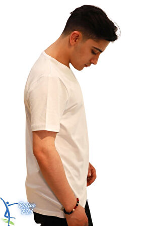 Sermoda Rahat Kesim Bisiklet Yaka Pamuklu Penye T-Shirt Beyaz