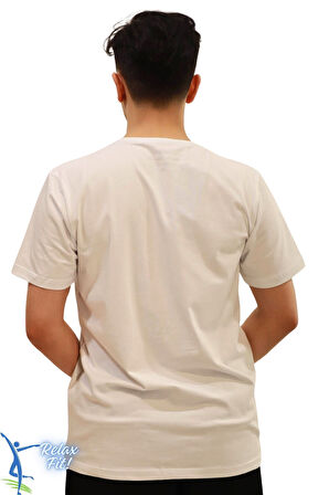 Sermoda Rahat Kesim Bisiklet Yaka Pamuklu Penye T-Shirt Beyaz