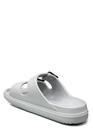 Sermoda Çift Toka Hafif Eva Yazlık Plaj Terliği Havuz Terliği Lavabo Terliği Gri Siyah