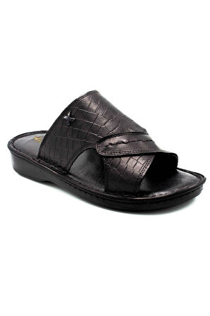 Hakiki Gerçek Deri Erkek Terlik Hafif Terlik Deri 3d Siyah