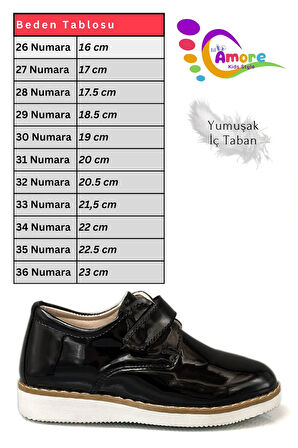 Lil Amore Cırt Cırtlı Erkek Çocuk Ayakkabısı – Okul & Sünnet Düğünü İçin Klasik Model Siyah Rugan Beyaz