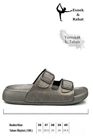 Kadın Telik Çift Toka Yumuşak ve Esnek Tabanlı Kadın Teliği Günlük Kullanım Füme