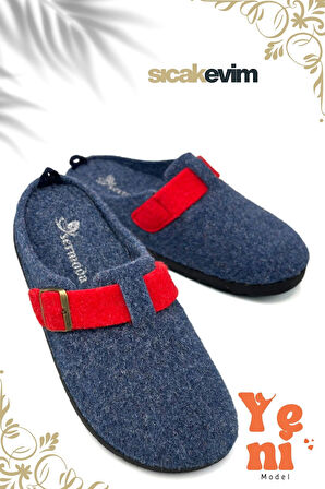 Kadın Kışlık Ev Terliği – Sıcak Tutan, Hafif ve Dayanıklı Şık Peluş Terlik Lacivert Kırmızı