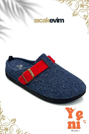 Kadın Kışlık Ev Terliği – Sıcak Tutan, Hafif ve Dayanıklı Şık Peluş Terlik Lacivert Kırmızı