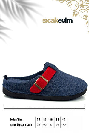Kadın Kışlık Ev Terliği – Sıcak Tutan, Hafif ve Dayanıklı Şık Peluş Terlik Lacivert Kırmızı