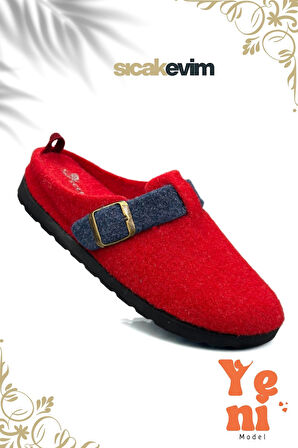 Kadın Kışlık Ev Terliği – Sıcak Tutan, Hafif ve Dayanıklı Şık Peluş Terlik Kırmızı Laci