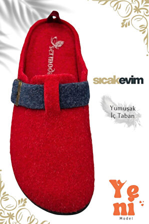 Kadın Kışlık Ev Terliği – Sıcak Tutan, Hafif ve Dayanıklı Şık Peluş Terlik Kırmızı Laci