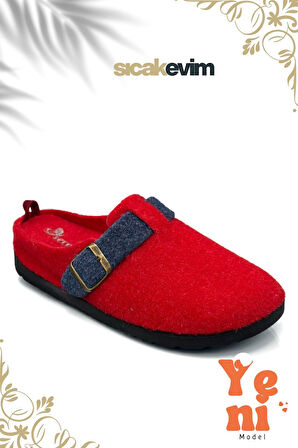 Kadın Kışlık Ev Terliği – Sıcak Tutan, Hafif ve Dayanıklı Şık Peluş Terlik Kırmızı Laci