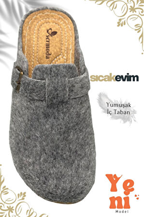 Kadın Kışlık Ev Terliği – Sıcak Tutan, Hafif ve Dayanıklı Şık Peluş Terlik Gri