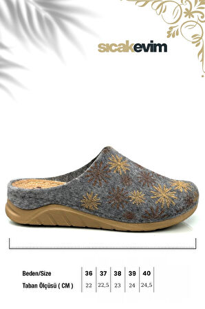 Kadın Ev Terliği  – Poli Taban Hafif Tabanlı Sıcak Tutan Ev Terliği Gri