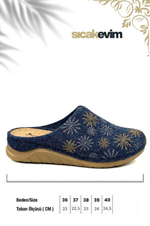 Kadın Ev Terliği  – Poli Taban Hafif Tabanlı Sıcak Tutan Ev Terliği Lacivert
