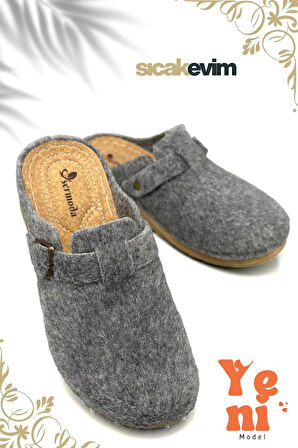 Erkek Ev Terliği  – Poli Taban Hafif Tabanlı Sıcak Tutan Halı Terliği Gri