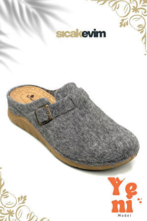 Erkek Ev Terliği  – Poli Taban Hafif Tabanlı Sıcak Tutan Halı Terliği Gri