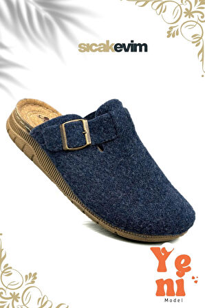 Erkek Ev Terliği  – Poli Taban Hafif Tabanlı Sıcak Tutan Halı Terliği Lacivert