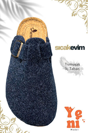 Erkek Ev Terliği  – Poli Taban Hafif Tabanlı Sıcak Tutan Halı Terliği Lacivert